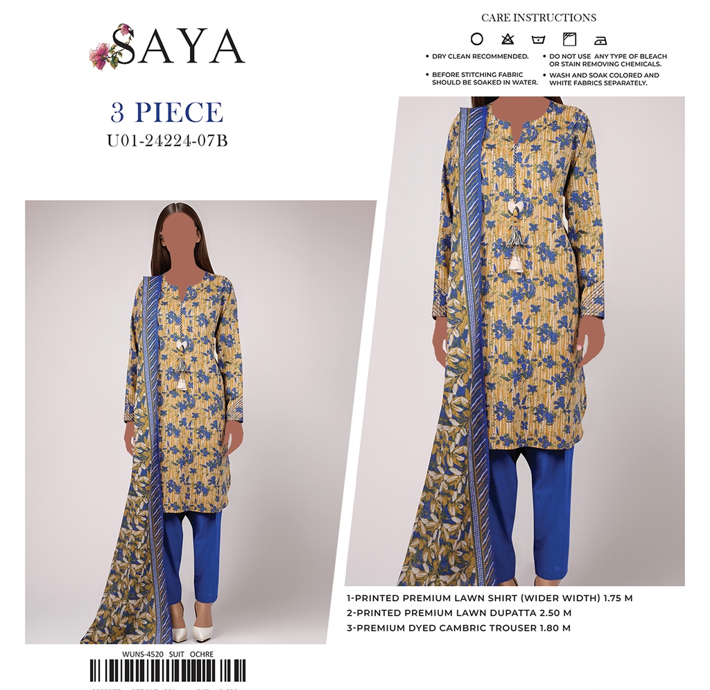 Saya 3Pc Printed Lawn Suit-24224-07B