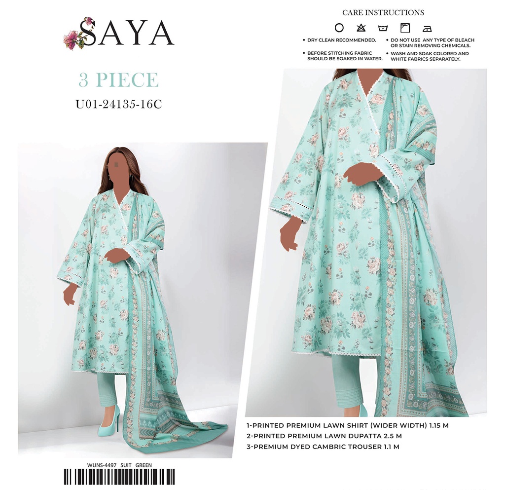 Saya 3Pc Printed Lawn Suit-24135-16C