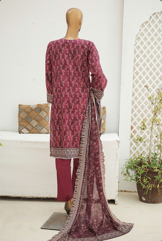 Riwayat 3Pc Printed Embroidered Lawn Unstitched Suit-R-24255