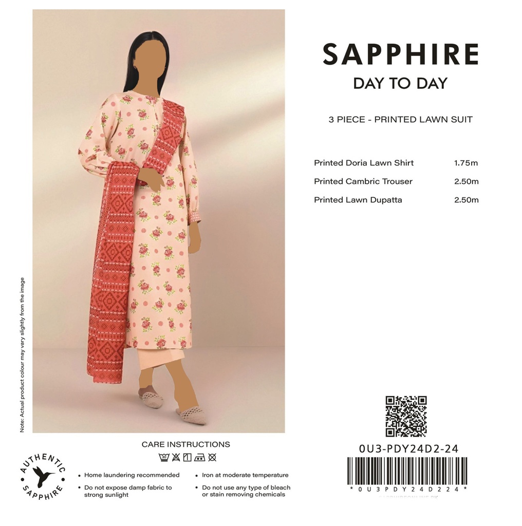 Sapphire 3Pc Printed Lawn Suit-V3D3