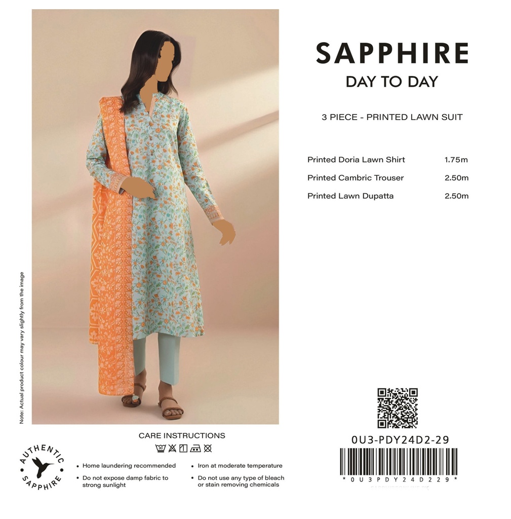 Sapphire 3Pc Printed Lawn Suit-V3D4