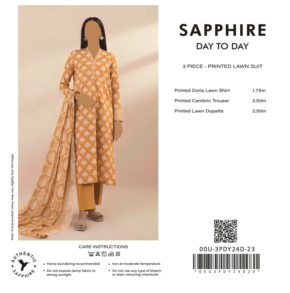 Sapphire 3Pc Printed Lawn Suit-V3D6