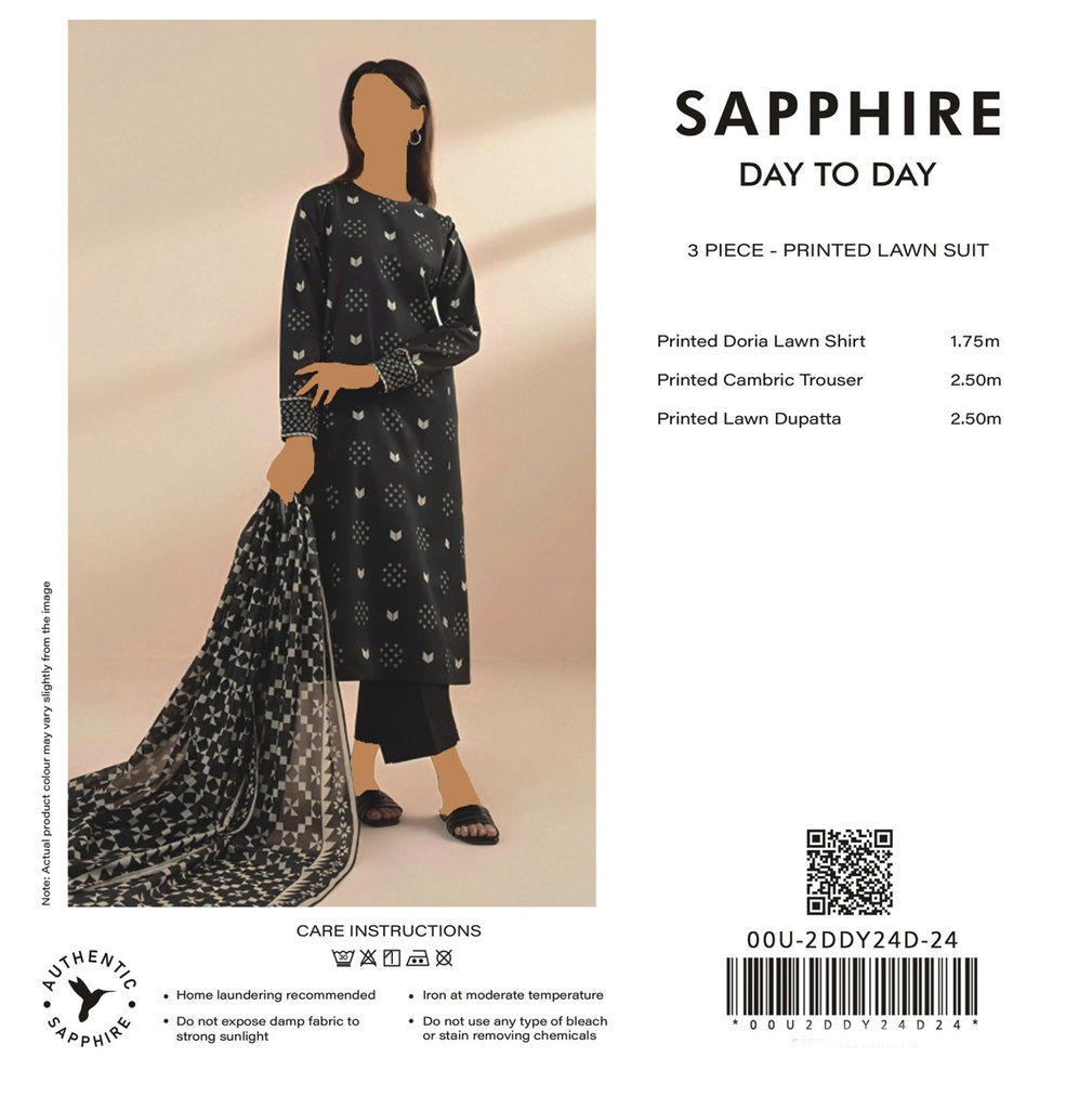 Sapphire 3Pc Printed Lawn Suit-V3D7