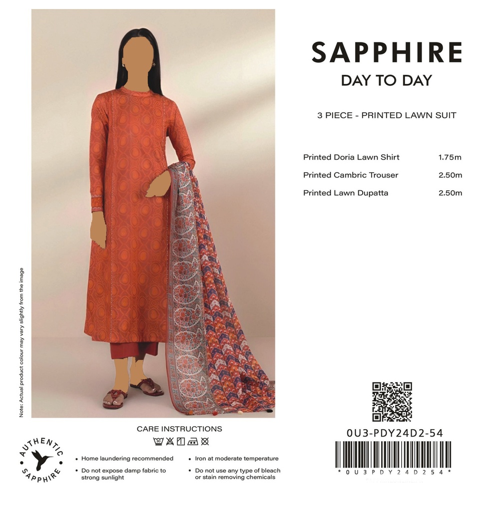 Sapphire 3Pc Printed Lawn Suit-V3D8