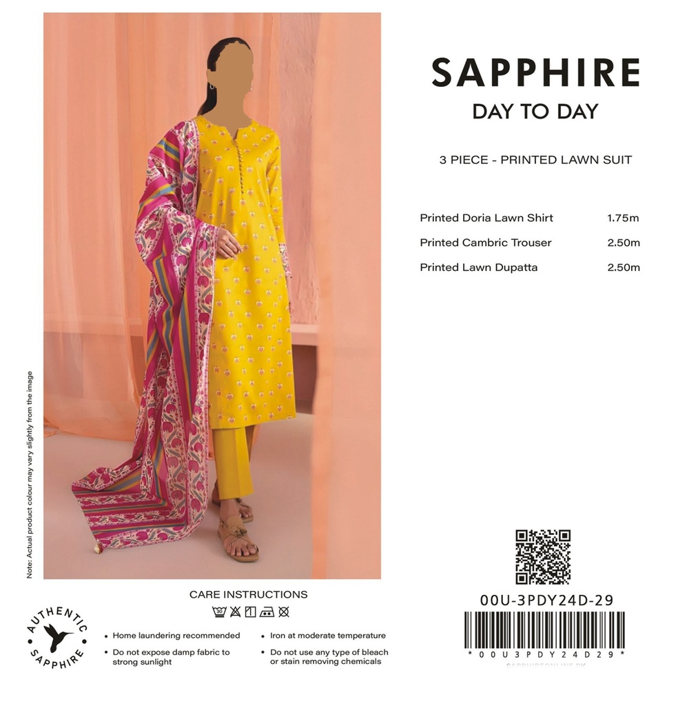 Sapphire 3Pc Printed Lawn Suit-V3D10