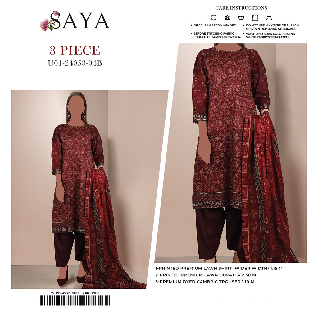 Saya 3Pc Printed Lawn Suit-24053-04B