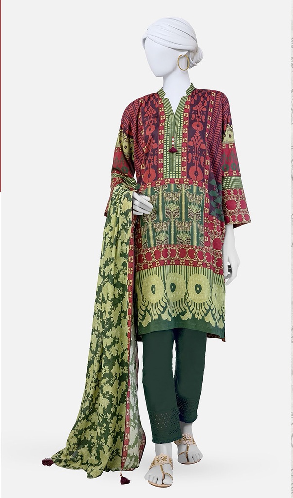 J. Panjnad 3Pc Printed Lawn Unstitched Suit-PLU241025