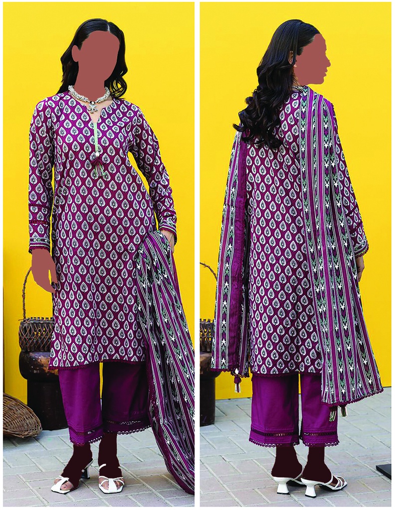 Khadi 3Pc Printed Lawn Suit-ALA231212