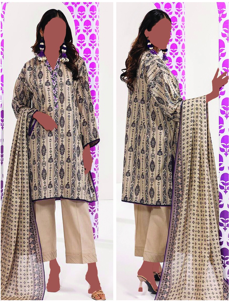 Khadi 3Pc Printed Lawn Suit-ALA240149