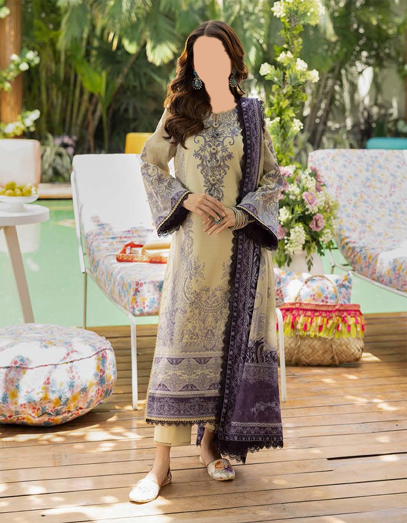 Asim Jofa 3Pc Printed Lawn Unstitched Suit-AJGB08