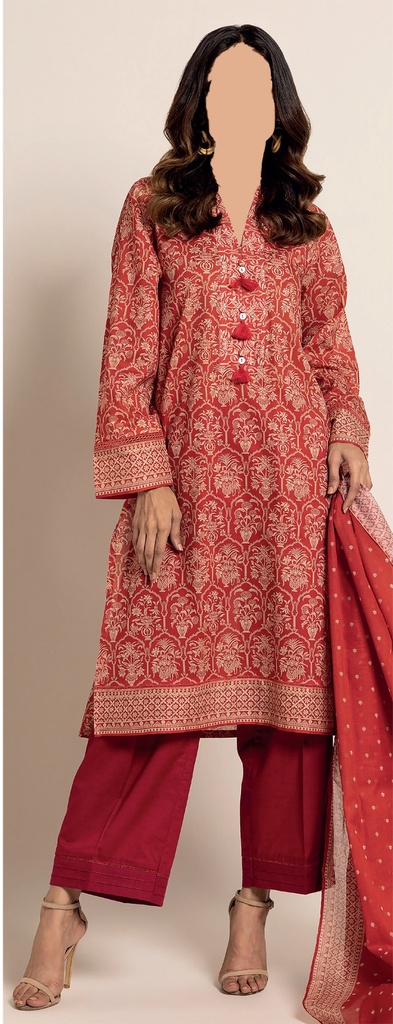 Khadi 3Pc Printed Lawn Suit-ALA230706A