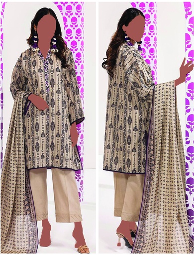 Khadi 3Pc Printed Lawn Suit-ALA240149