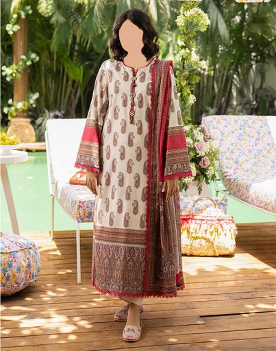 Asim Jofa 3Pc Printed Lawn Unstitched Suit-AJGB07