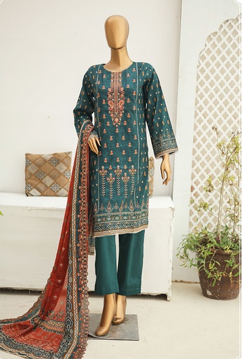 Riwayat 3Pc Printed Embroidered Lawn Unstitched Suit-R-24216