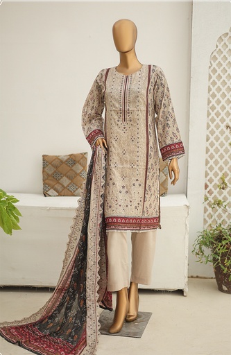 Riwayat 3Pc Printed Embroidered Lawn Unstitched Suit-R-24254