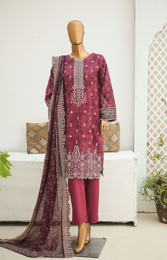 Riwayat 3Pc Printed Embroidered Lawn Unstitched Suit-R-24255